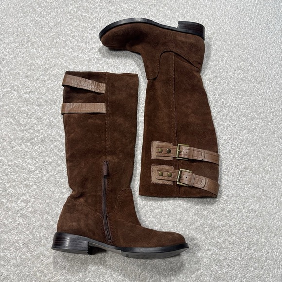 Nine West Women's Boots Tumble Tall Brown Leather Suede Equestrian Riding Sz 6M - Picture 1 of 7